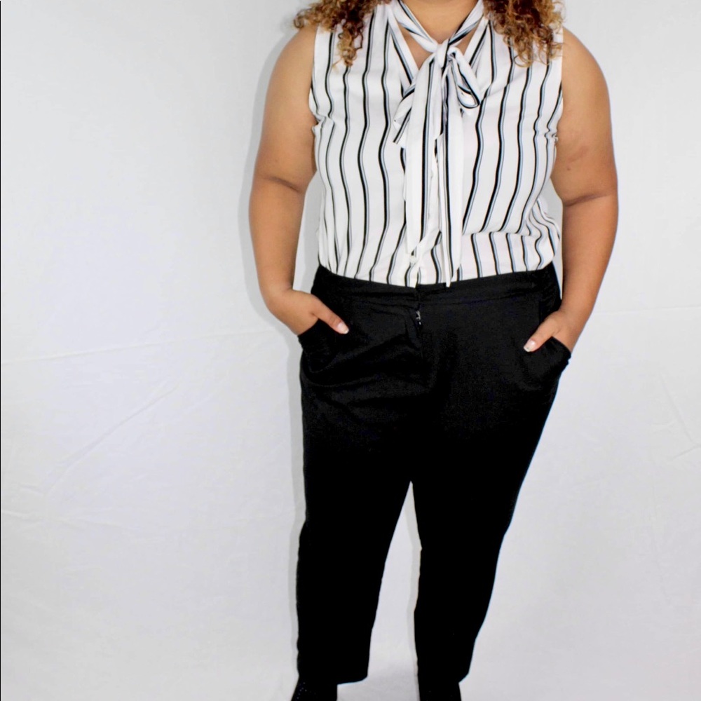 New York and Company Striped Jumpsuit